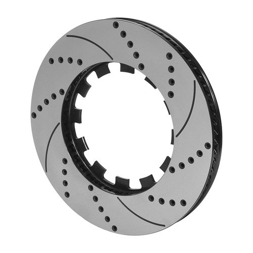 Wilwood Rotor, 1.25 Width, 14 in. Dia, 12 x 7.77L in. Bolt Circle, Spec-37 Iron, 72 CV, SRP Drilled & Slotted, Black Electro Coat, L/H, Each