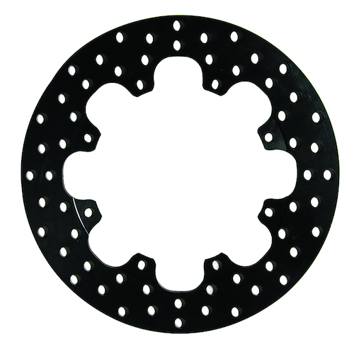 Wilwood Rotor, 0.35 Width, 11.44 in. Dia, 8 x 7.00 in. Bolt Circle, Steel, Solid, Drilled, Black Oxide, Each
