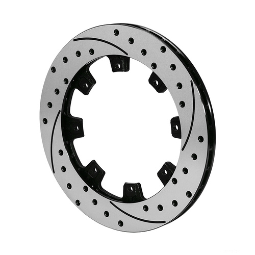 Wilwood Rotor, 0.81 Width, 11.75 in. Dia, 8 x 7.00 in. Bolt Circle, Iron, 32 V, SRP Drilled & Slotted, Black Electro Coat, L/H, Each