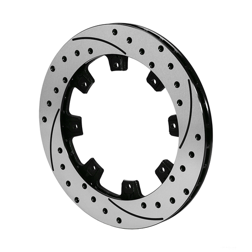 Wilwood Rotor, 0.81 Width, 12.19 in. Dia, 8 x 7.62 in. Bolt Circle, Iron, 32 V, SRP Drilled & Slotted, Black Electro Coat, R/H, Each