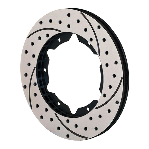 Wilwood Rotor, 0.75 Width, 10.5 in. Dia, 6 x 5.50 in. Bolt Circle, Iron, 30 V, SRP Drilled & Slotted, Black Electro Coat, R/H, Each