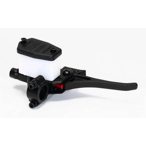 Wilwood Master Cylinder, Handlebar, w/Removable Clamp, 1/2 in. Bore, Single Outlet, Aluminum / Plastic, Black E-coat, 7.10 in. Length, Kit