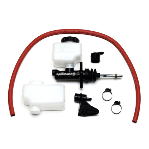 Wilwood Master Cylinder, Remote Flange Mount, Banjo Outlet, 15/16 in. Bore, Single Outlet, Alum/ Plastic, Black E-coat, Remote, 7.80 in. Length, Kit