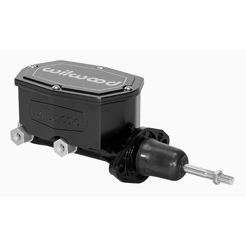 Wilwood Master Cylinder, Compact Tandem, w/ Pushrod, 7/8 in. Bore, Tandem Outlet, Aluminum, Black E-coat, 10.93 in. Length, Kit