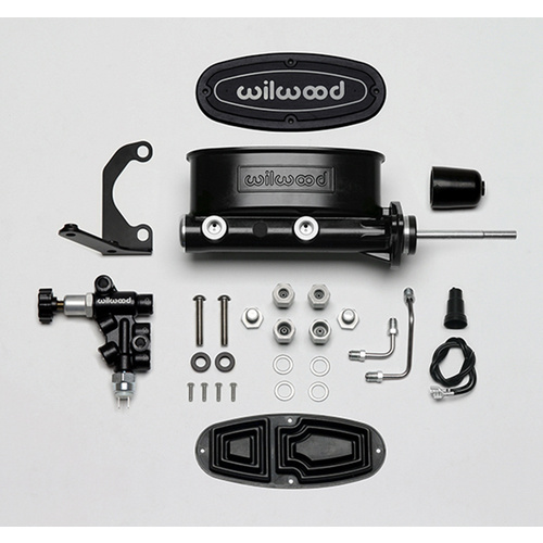 Wilwood Master Cylinder, Alum Tandem, w/ Bracket and Valve, 7/8 in. Bore, Tandem Outlet, Alum, Black E-coat, 12.26 in. Length, Kit