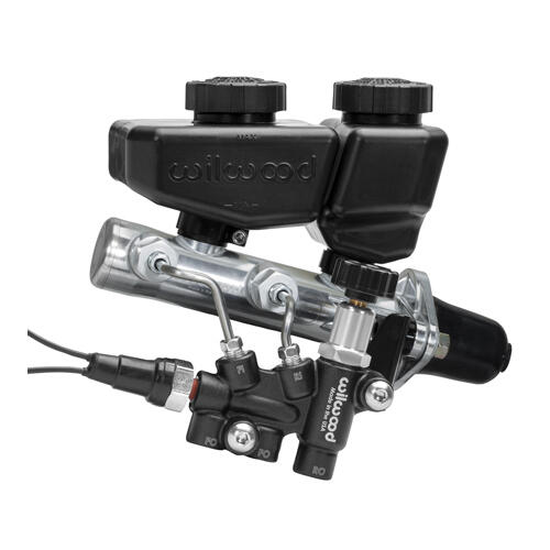 Wilwood Remote Tandem M/C Kit, 1.00" w/Brkt and Valve (Angled), Black, Each