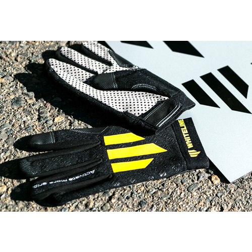 Whiteline Shop Gloves, Mechanic, Synthetic Leather, Black and White and Yellow, One Size Fits All, Pair