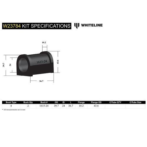 Whiteline Front Axle Sway Bar Mount, Bushing Kit 24mm, Ford