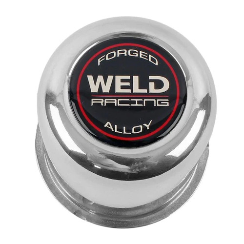 WELD Racing Center Cap, Aluminum, Polished, Push-Through, Dome Style, 3.175 in. Diameter, Each