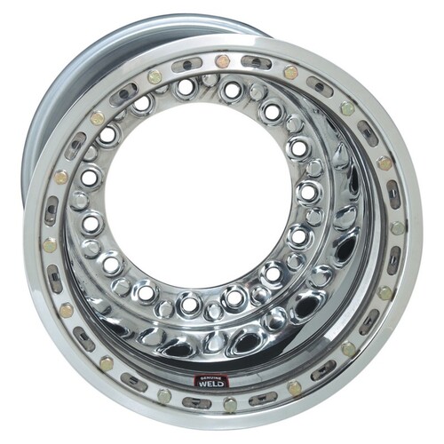 WELD Wheel, Oval Track, Wide 5 XL, 15x10 Size, 5x10.25 Bolt Pattern, 3 Backspace, Polished Shell, Each