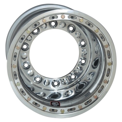 WELD Wheel, Oval Track, Wide 5 HS, 15x10 Size, 5x10.25 Bolt Pattern, 5 Backspace, Polished Shell, Each