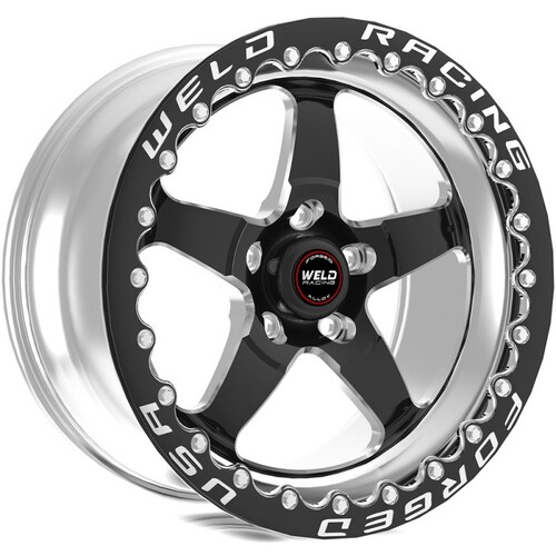WELD Wheel, Nissan GTR, S71,15 x 8.33'', S71 Black Centre, 5x4.5'' / 5.5BS (+21), Single Bead Lock-Ultra Lite, Black, Each