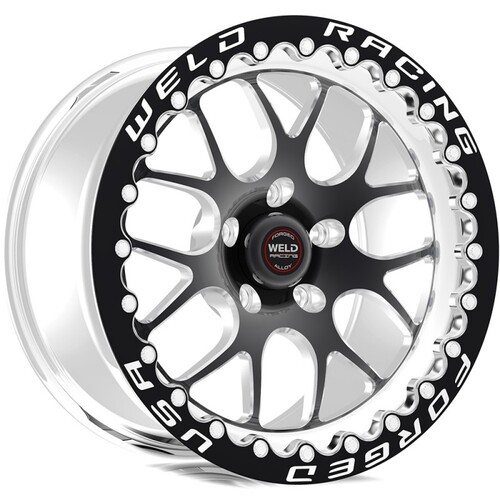 WELD Wheel, Nissan GTR, S77,15 x 8.33'', Black Centre, 5x4.5'' / 5.5 BS (+21), Single Bead Lock-Ultra Lite, Black, Each