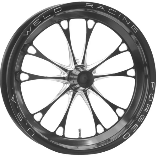 Weld Wheel, V-Series Front Runner, Forged Aluminum, Gloss Black Milled, 17 in. x 3.5 in., Strange Spindle Mount, 1.75 in. Backspace, Each