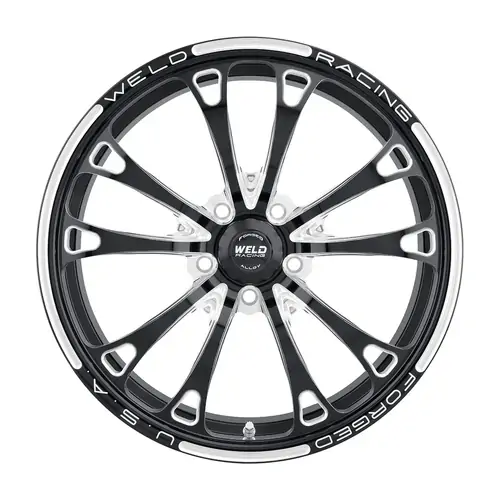 WELD Wheel, Drag Front, V-Series Frontrunner, 17x4.5 Size, 5x4.75 Bolt Pattern, 2.25'' Backspace, Black Milled, Each