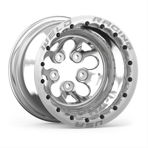 Weld Wheel, Alpha-1 Polished, 15x10 Size, 5x4.50 Bolt Pattern, 3 in. Back Space, Polished Center, Polished Ring, DBL, Each