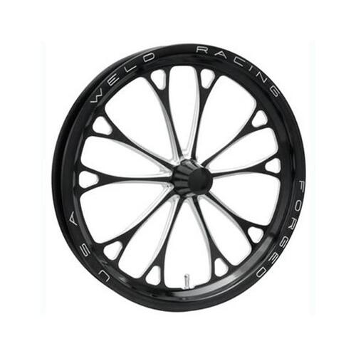 WELD Wheel, Drag Front, V-Series Frontrunner, 15x3.5 Size, Anglia Spindle Bolt Pattern, 1.75 Backspace, Black, Each