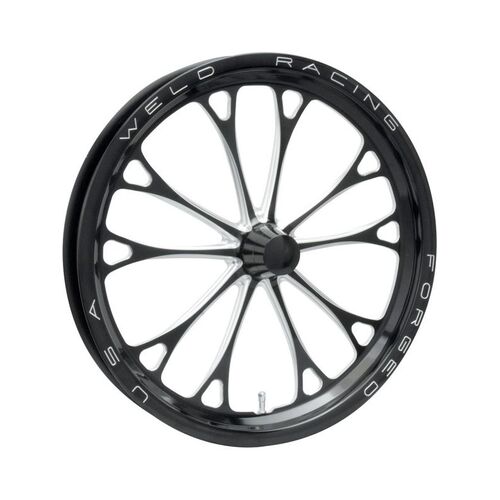 WELD Wheel, Drag Front, V-Series Frontrunner, 17x2.25 Size, Anglia Spindle Bolt Pattern, 1.13 Backspace, Black, Each