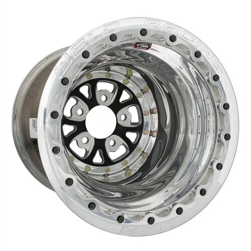 WELD Wheel, V-Series, 15x9 Size, 5X4.75 Bolt Pattern, 5 Backspace, Black Center, Polished Shell, Polished DBL MT, Each