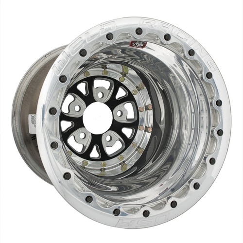 WELD Wheel, V-Series, 15x10 Size, 5x4.5 Bolt Pattern, 3 in. Backspace, Black Center, Polished Shell, Polished DBL, Each