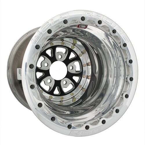 WELD Wheel, V-Series, 15x9 Size, 5X4.75 Bolt Pattern, 3 Backspace, Black Center, Polished Shell, Polished SBL MT, Each