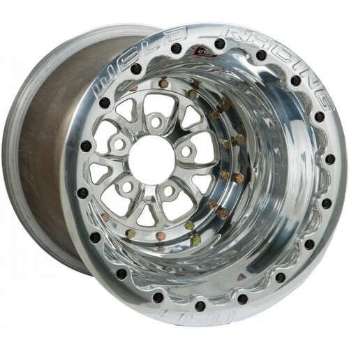WELD Wheel, V-Series, 15x8 Size, 5X4.5 Bolt Pattern, 3 Backspace, Polished Center, Polished Shell, Polished DBL MT, Each