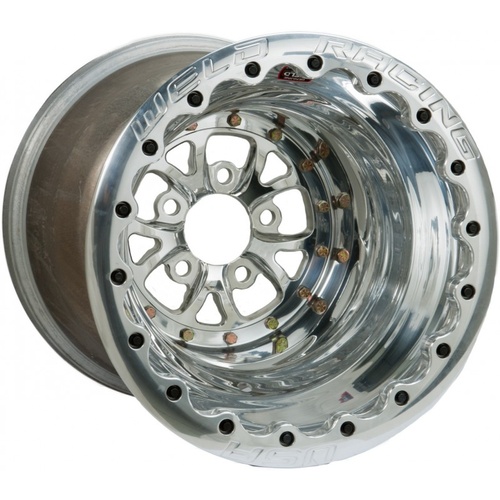 WELD Wheel, V-Series, 15x10 Size, 5x4.5 Bolt Pattern, 4 in. Backspace, Polished Center, Polished Shell, Polished DBL, Each