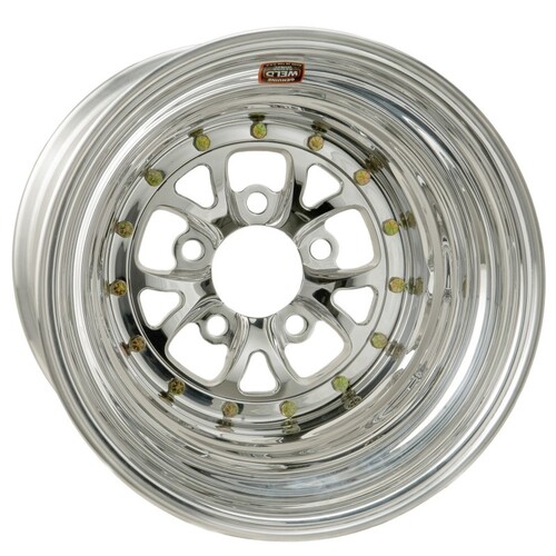 WELD Wheel, V-Series, 15x10 Size, 5X5 Bolt Pattern, 3 Backspace, Polished Center, Polished Shell, Non-BL, Each