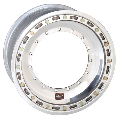 WELD Wheel, Oval Track, Sprint Direct Mount, 15x8 Size, 5x9.75 Bolt Pattern, 3 Backspace, Polished Shell, Each