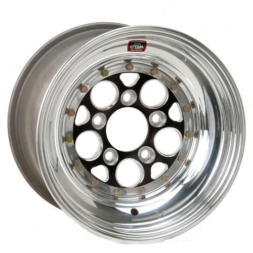 WELD Wheel, Magnum, 15x15 Size, 5X4.5 Bolt Pattern, 3 Backspace, Black Center, Polished Shell, Non-BL, Each
