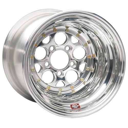 WELD Wheel, Magnum, 15x4 Size, 5X4.5 Bolt Pattern, 1.25 Backspace, Polished Center, Polished Shell, Non-BL, Each