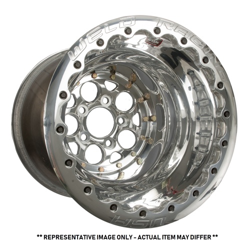 WELD Wheel, Magnum, 15x8 Size, 5X4.5 Bolt Pattern, 3 Backspace, Polished Center, Polished Shell, Polished DBL MT, Each