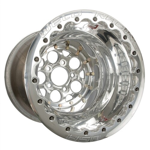 WELD Wheel, Drag Rear, Magnum, 15x10 Size, 5x4.5 Bolt Pattern, 3 Backspace, Polished Center, Polished Shell, Each