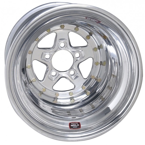 WELD Wheel, Alumastar, 15x4 Size, 5X4.5 Bolt Pattern, 1.25 Backspace, Polished Center, Polished Shell, Non-BL, Each