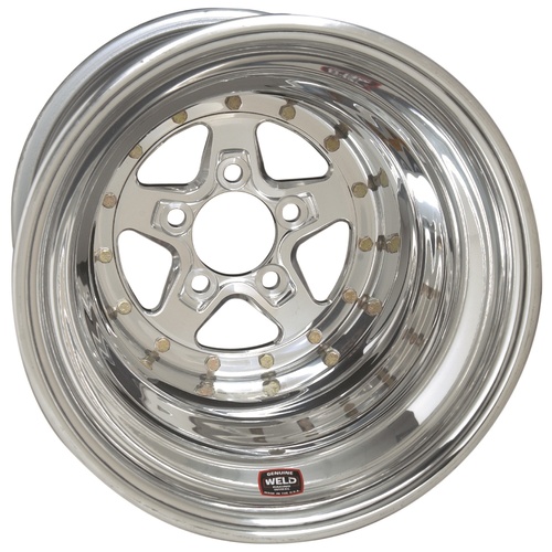 WELD Wheel, Alumastar, 15x8 Size, 5X4.5 Bolt Pattern, 3 Backspace, Polished Center, Polished Shell, Non-BL, Each