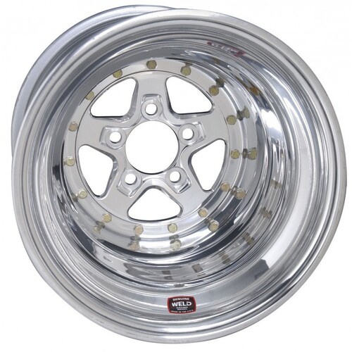 WELD Wheel, Drag Rear, Alumastar, 15x10 Size, 5x4.75 Bolt Pattern, 4 Backspace, Polished Center, Polished Shell, Each