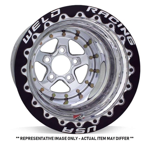 WELD Wheel, Alumastar, 15x10 Size, 5X5 Bolt Pattern, 3 Backspace, Polished Center, Polished Shell, Polished DBL MT, Each