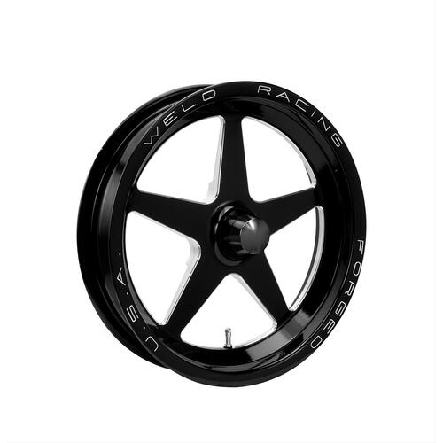WELD Wheel, Drag Front, Alumastar Frontrunner, 15x3.5 Size, Strange Spindle Bolt Pattern, 1.75 Backspace, Black, Each