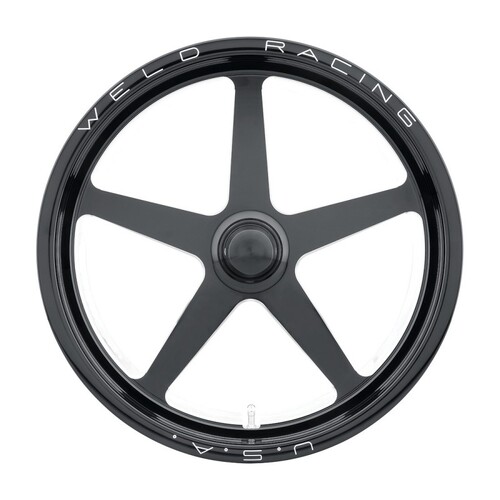 WELD Wheel, Drag Front, Alumastar Frontrunner, 17x3.5 Size, Strange Spindle Bolt Pattern, 1.75 Backspace, Black, Each