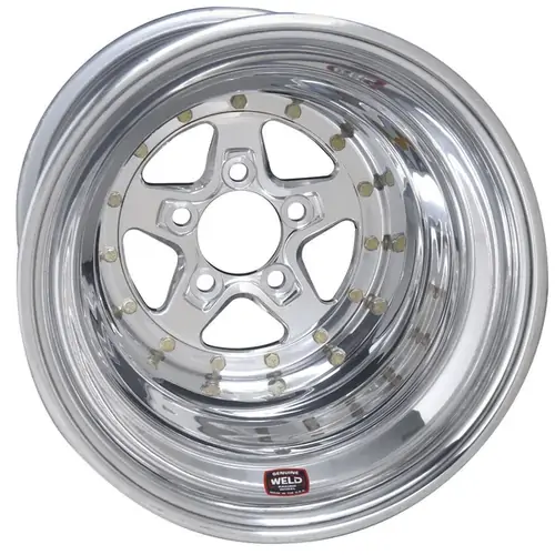 WELD Wheel, Drag Rear, Alumastar, 15x10 Size, 5x4.5 Bolt Pattern, 5 Backspace, Black Center, Polished Shell, Each