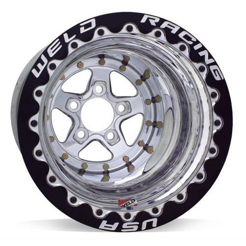 WELD Alumastar Drag Wheel, Polished, Black DBL
