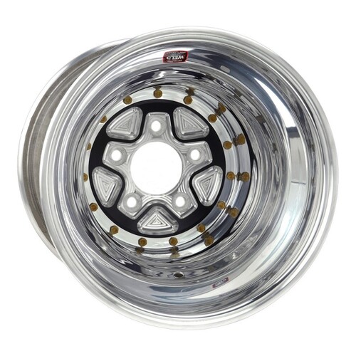WELD Wheel, Drag Rear, Alumastar Pro, 15x14 Size, 5x4.75 Bolt Pattern, 4 Backspace, Black Center, Polished Shell, Each