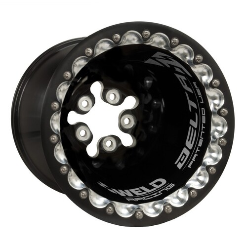 WELD Wheel, Drag Rear, Delta-1 PM, 16x16 Size, 5x5.5 Bolt Pattern, 4 Backspace, Black, Each